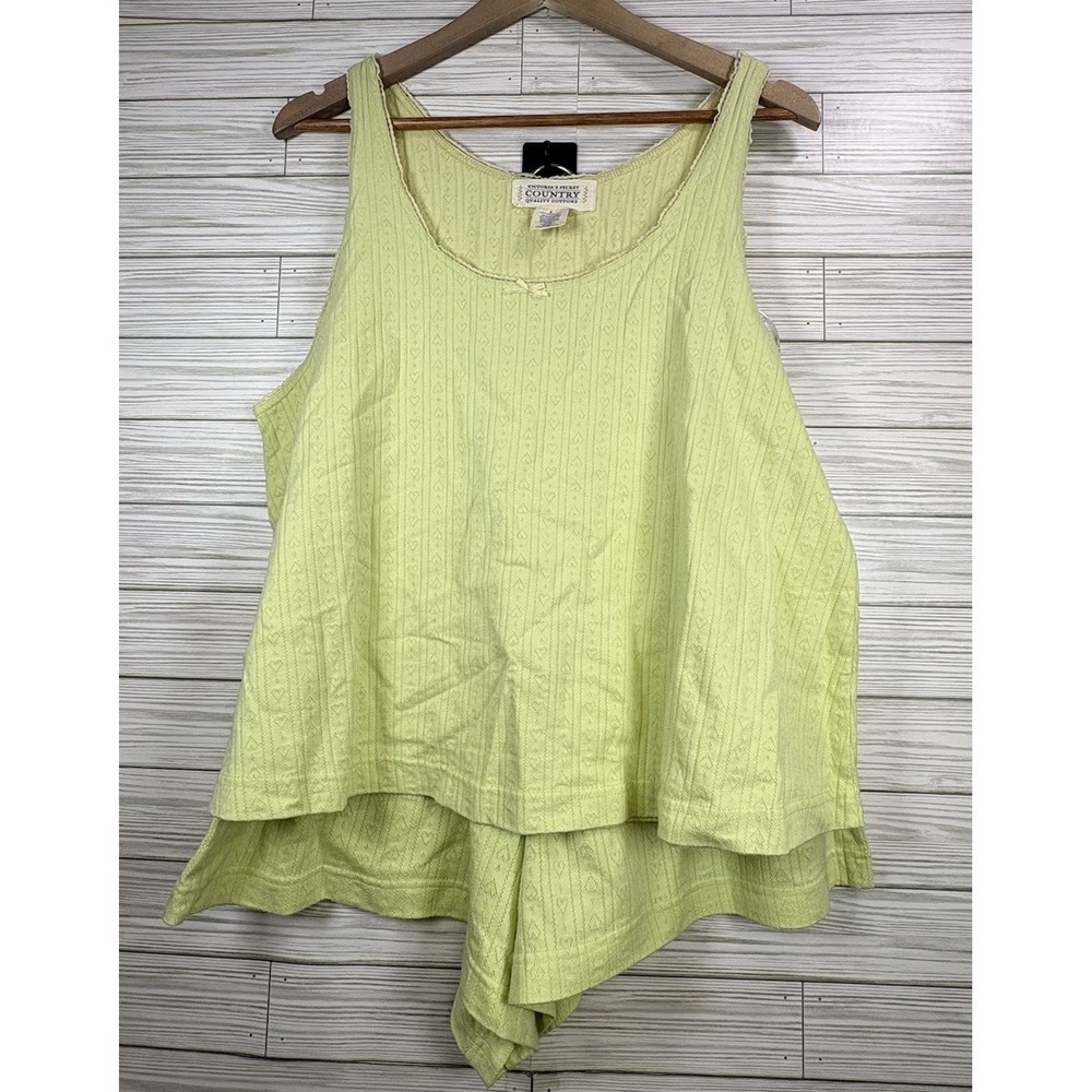 Vintage 90s Country Victoria's Secret Pale Yellow Two-Piece Pajama Set